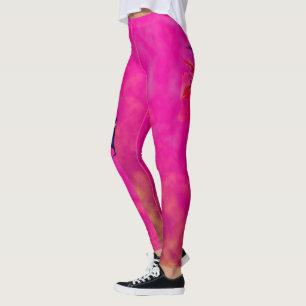 Legging floral de diamante rosa
