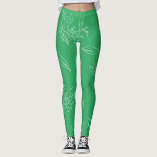 Legging Floral de Esquema Natural Verde Fresco