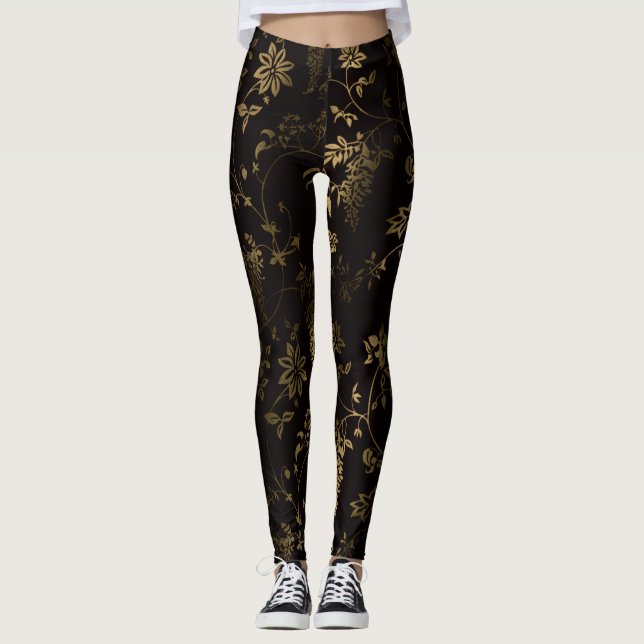 Legging floral de ouro (Frente)