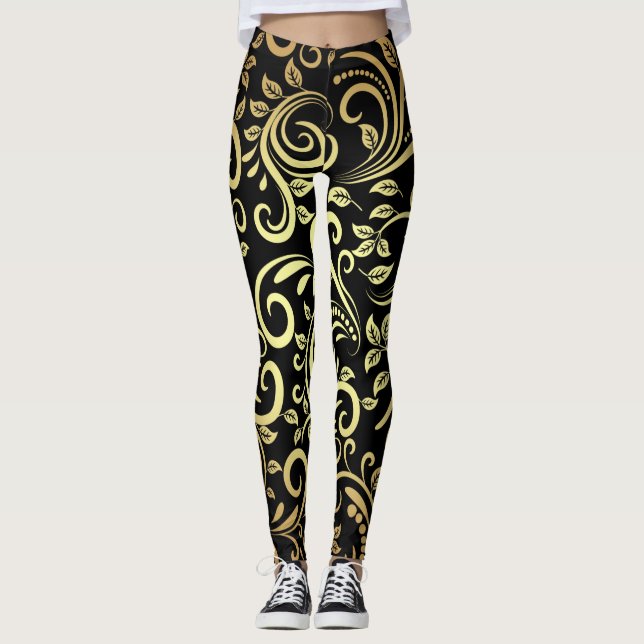 Legging floral de ouro (Frente)