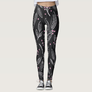 Legging Floral Desenho Da Mão: Design sem costura