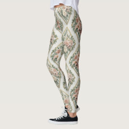 Legging Floral Diamonds Pattern – Geometric Botanical 