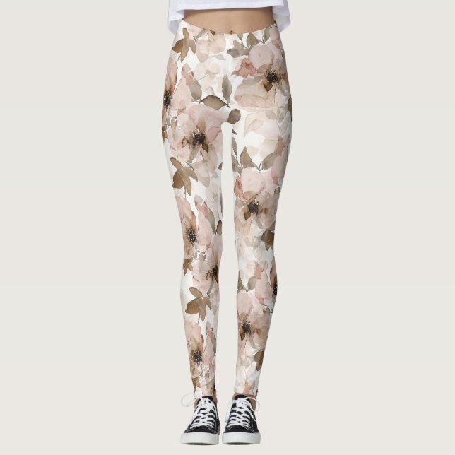 Legging Floral do Sudoeste Marrom Rosa  (Frente)