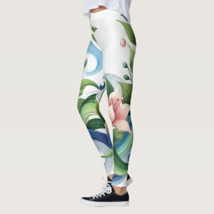 Legging Floral Elegante e Fluxo de Natureza Mulheres