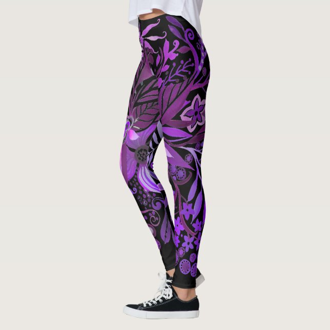 Legging Floral Fantasy Purple (Esquerda)