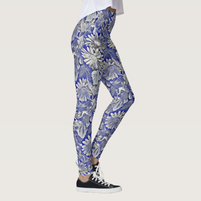 Legging Floral Funky em caneleiras azuis e cinzentas (Direita)