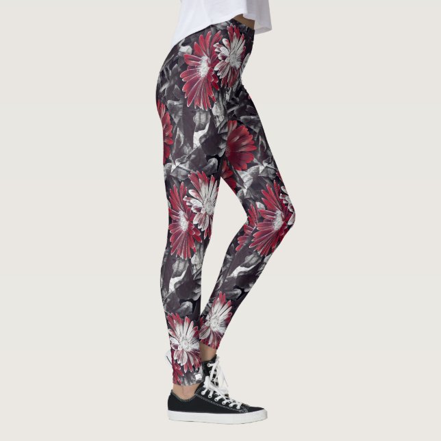 Legging Floral Funky em vermelho e preto corajosos (Direita)