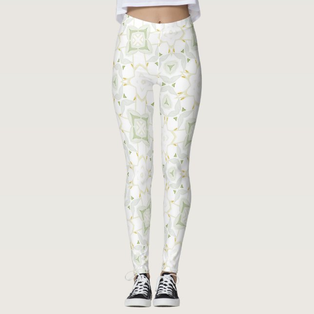 Legging Floral Geométrico Neutro Suave (Frente)
