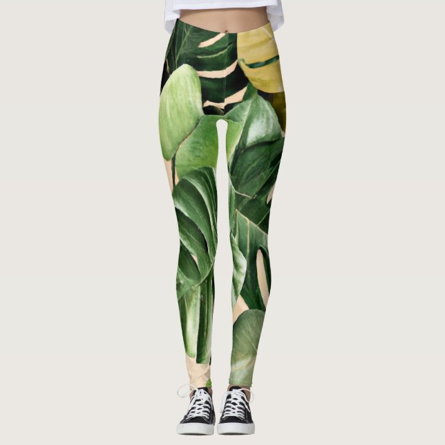 Legging Floral/Havaí/Folha tropical (Frente)