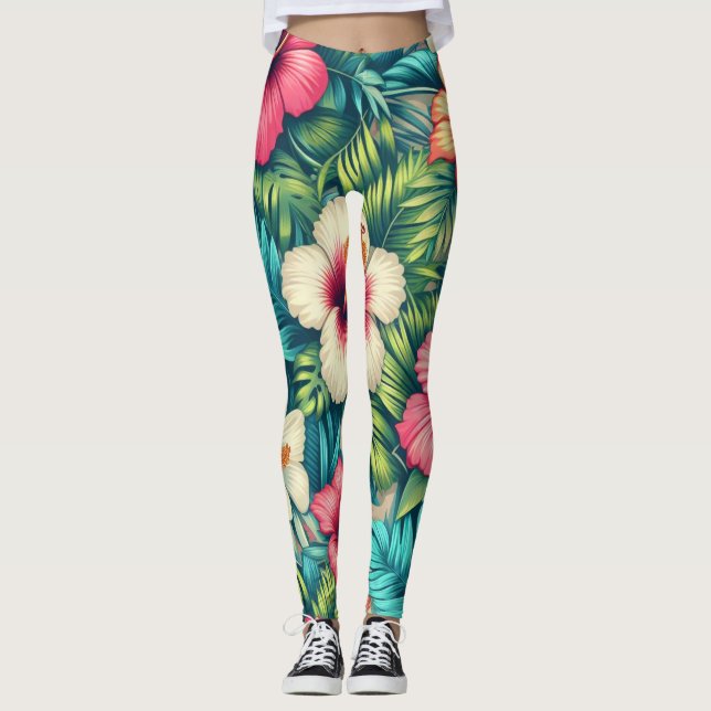 Legging Floral havaiano/tropical (Frente)