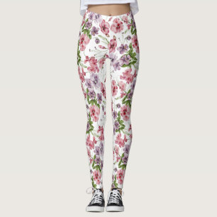 Legging Floral Inglês em Aquarela Rosa Vintage