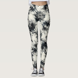 Legging Floral Ink Splash Pattern – Abstract Botanical 
