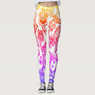 Legging Floral inspirado por Henna multicor