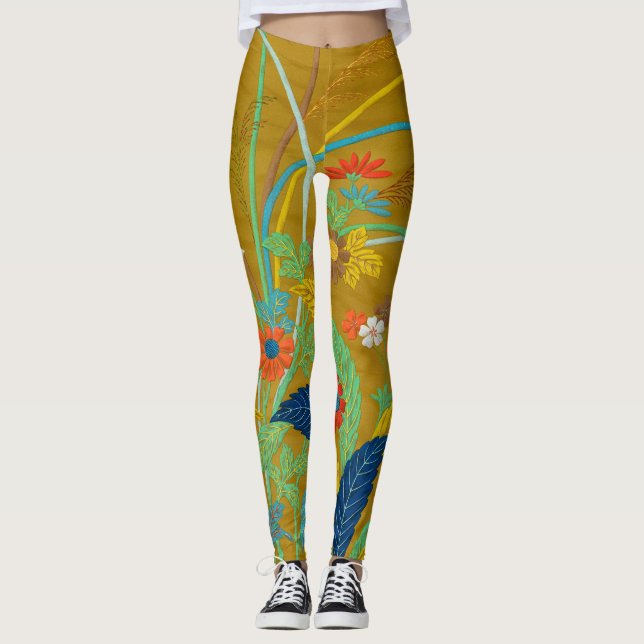 Legging Floral Japonês Antigo com Flores Silvestres G.A. A (Frente)