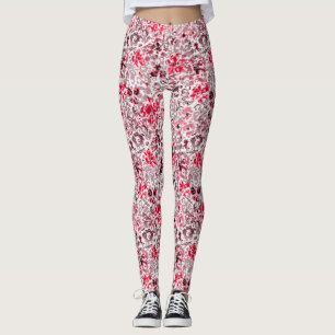 Legging Floral, leopardo, vermelho e branco, vermelho, bra