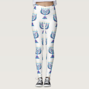 Legging floral menorah hanukkah