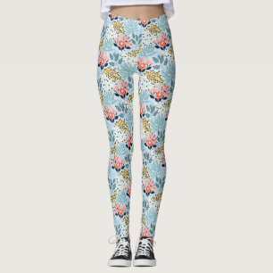 Legging Floral Moderno em Azul