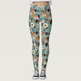 Legging Floral Patchwork Halloween Bats & Flowers