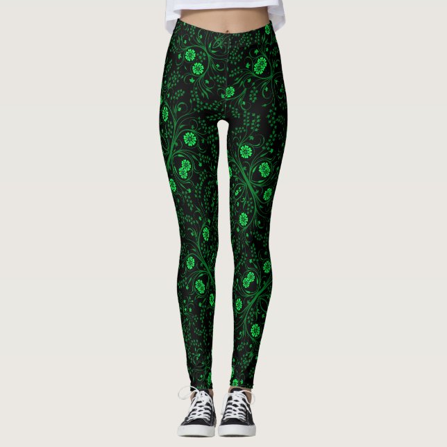 Legging Floral pattern.01.FR.Green Black BG (Frente)