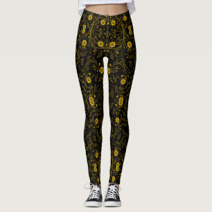 Legging Floral pattern.03.FR.Yellowx4 Preto BG