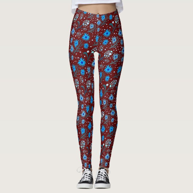 Legging Floral pattern.04.FR.Bluex4 DRed BG (Frente)