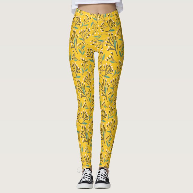 Legging Floral Pattern in  delicate branches and buds (Frente)