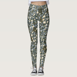 Legging Floral pattern on  dusty blue-gray background