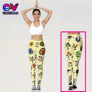 Legging Floral popular e aves coloridas