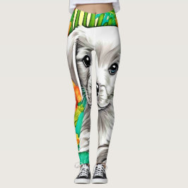 Legging Floral Puppy Art
