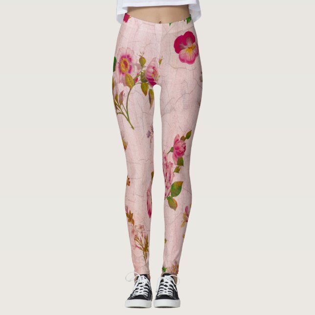 Legging Floral Rosa Antiquado (Frente)