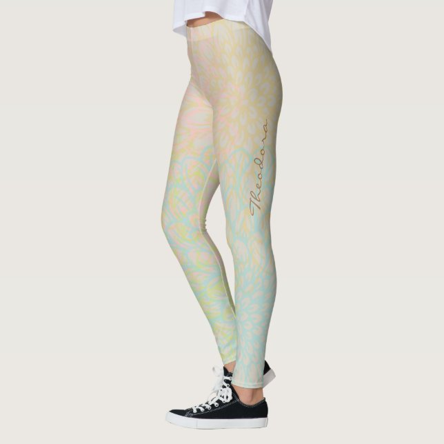 Legging Floral Rosa Dourado abstrato (Esquerda)