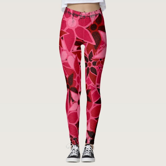 Legging Floral Rosa Quente (Frente)