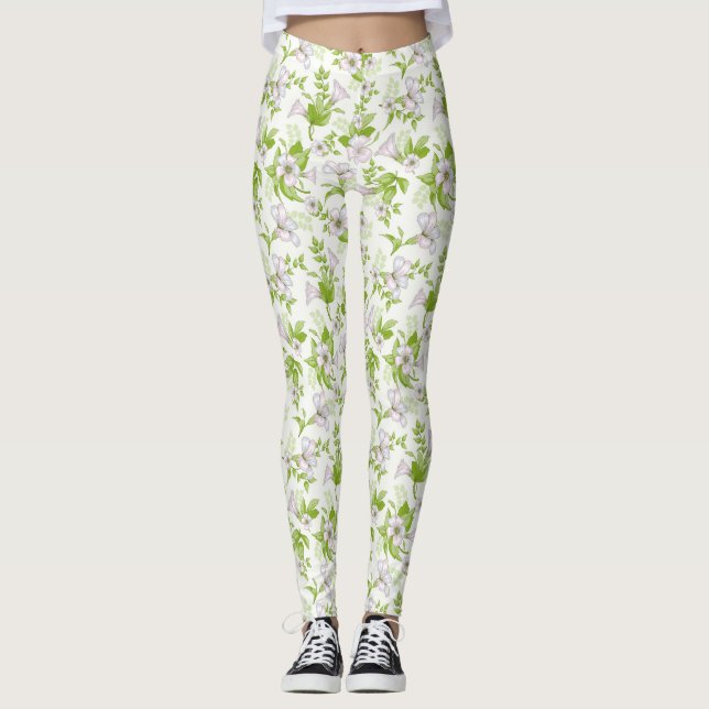 Legging Floral Roxa e Verde (Frente)