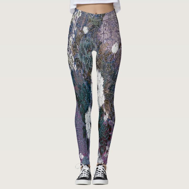 Legging Floral roxo tecido (Frente)