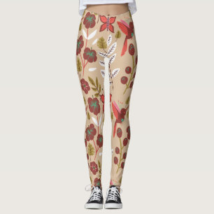 Legging Floral seamless pattern flowers, birds, butterfly