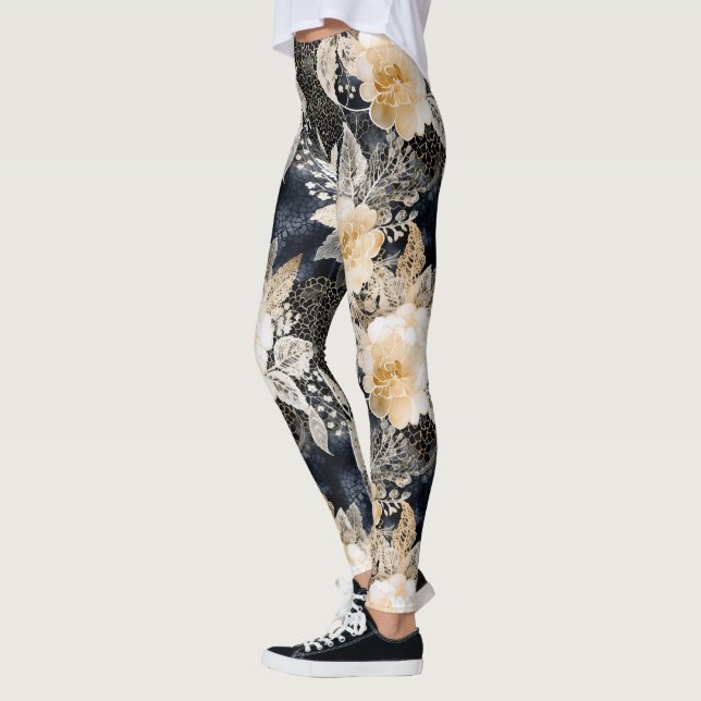 Legging Floral Selvagem Negra-Leopardo (Esquerda)