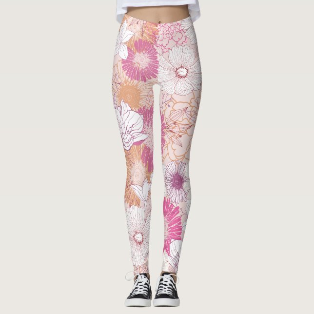 Legging Floral Sem Costura  (Frente)