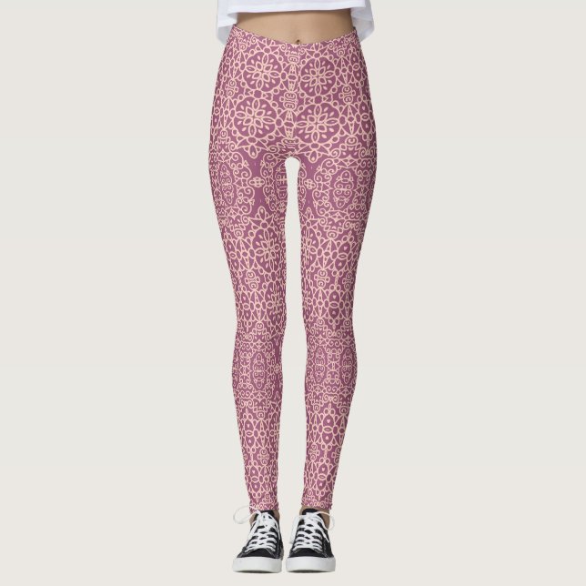 Legging Floral sem costura: Belo plano de fundo do padrão (Frente)