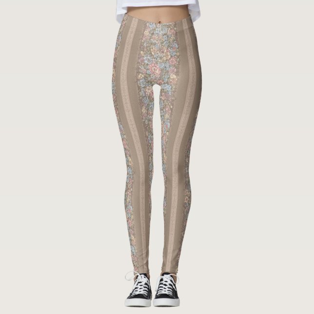 Legging Floral Stripes Pattern – Elegant Repeating (Frente)