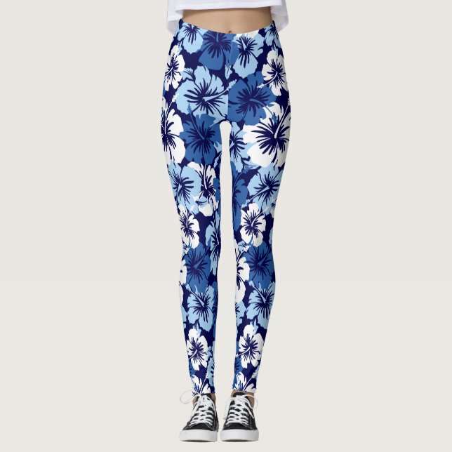 Legging Floral tropical havaiano do hibiscus épico (Frente)