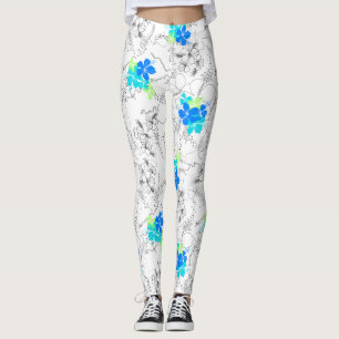 Legging Floral Tropical Hawaiana do Jardim das Meias-Noite