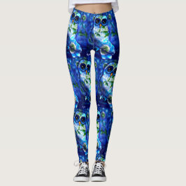 Legging Floral Verde Azul-Abstrato