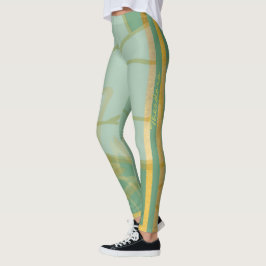 Legging Floral Verde Dourado abstrato