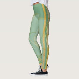Legging Floral Verde Dourado abstrato