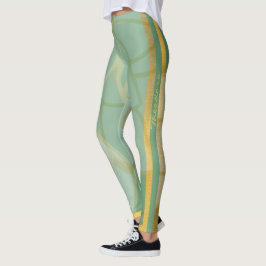 Legging Floral Verde Dourado abstrato