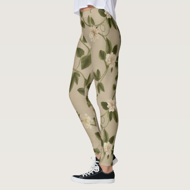 Legging Floral Vines Pattern – Elegant Twisting Botanical  (Esquerda)