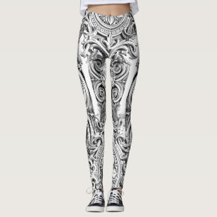 Legging Floreio preto e branco