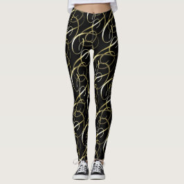 Legging Floreios Dourados Ornamentais em Qualquer Cor