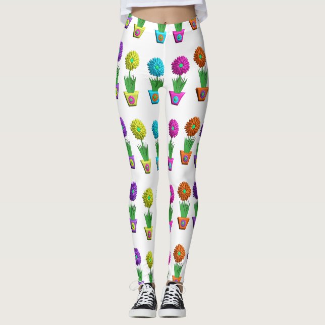 Legging Flores 3D em Potes (Frente)