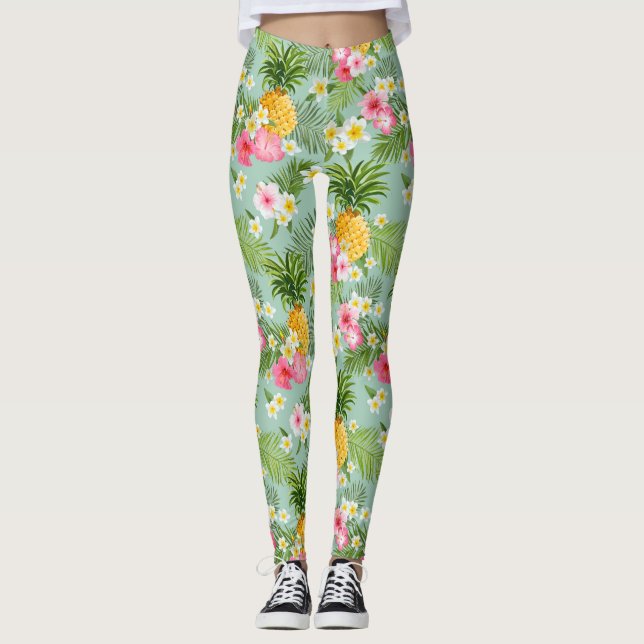 Legging Flores & abacaxis tropicais (Frente)
